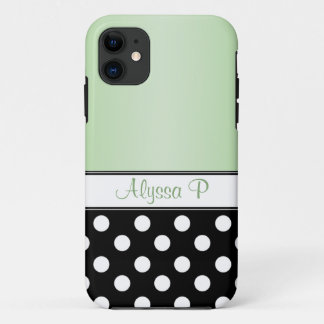 Black Polka Dot Green iPhone 5 Case