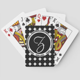 Black Polka Dot Monogram Playing Cards