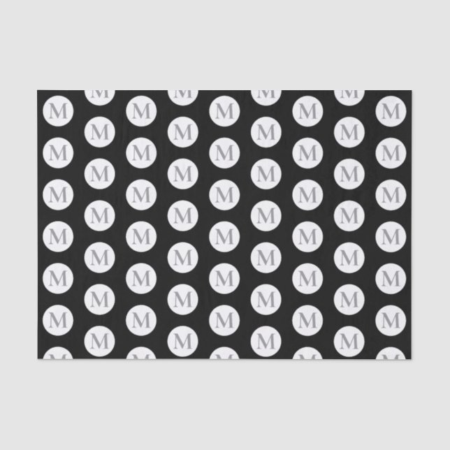 Black Polka Dot Monogram Tissue Paper (Front)