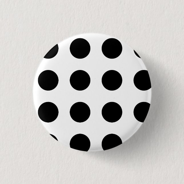 Black polka dot on white background 1 inch round button (Front)