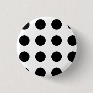 Black polka dot on white background 1 inch round button