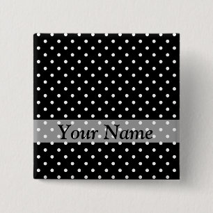 Black polka dot pattern 2 inch square button