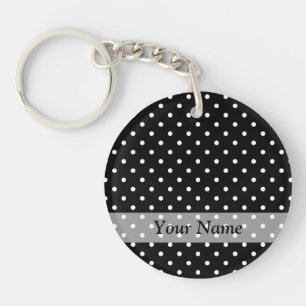 Black polka dot pattern keychain