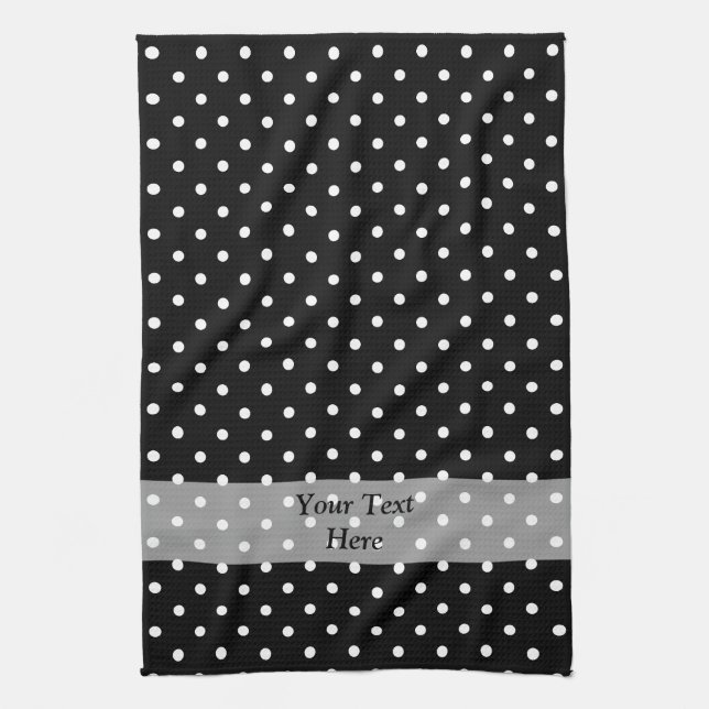 Black  polka dot pattern kitchen towel (Vertical)