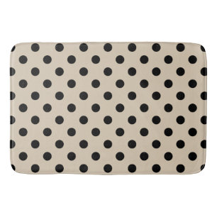 Black Polka Dot Pattern - Tan Bath Mat