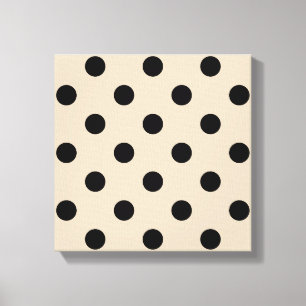 Black Polka Dot Pattern - Tan Canvas Print