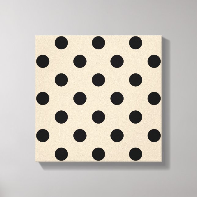 Black Polka Dot Pattern - Tan Canvas Print (Front)
