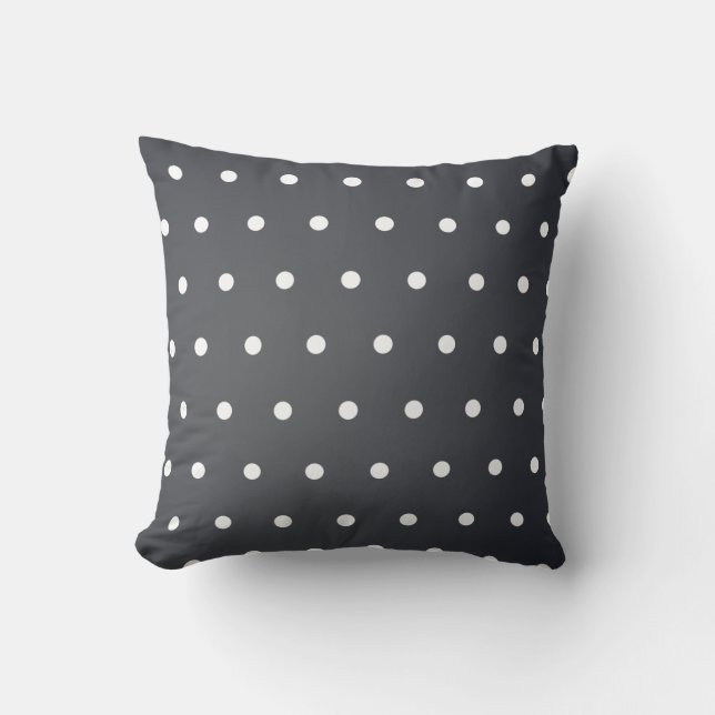 Black Polka Dot Pattern Throw Pillow (Front)