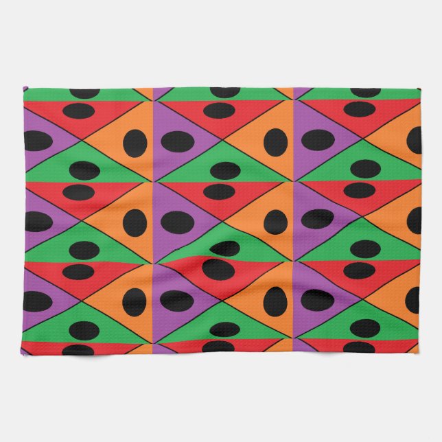 Black polka dot patterned kitchen towel (Horizontal)
