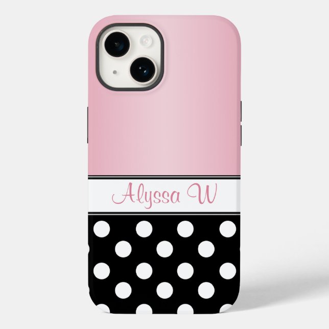 Black Polka Dot Pink Case-Mate iPhone Case (Back)