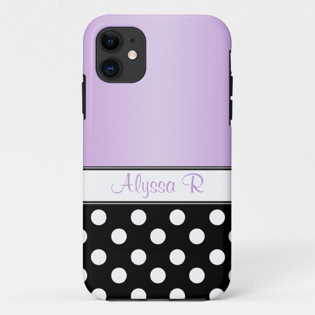 Black Polka Dot Purple iPhone 5 Case (Back)
