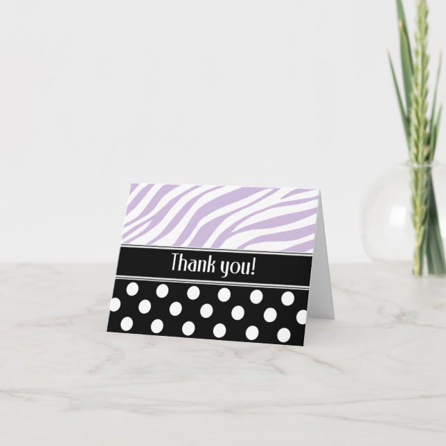 Black Polka Dot Purple Zebra Imprimer Carte de rem (Devant)