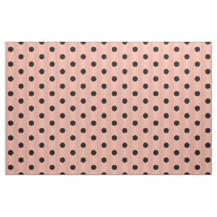 Black Polka Dot Salmon Pink Fabric