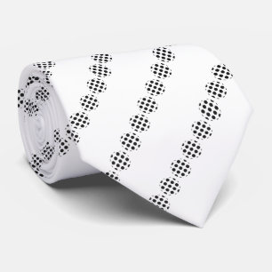 Black Polka Dot Screen Circles Pattern On White Tie