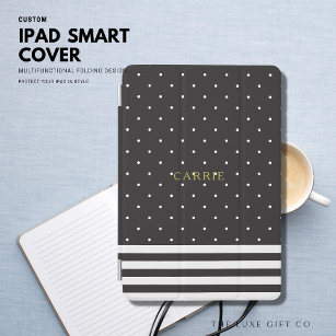 Black Polka Dot Stripe iPad Mini Cover Personalize