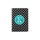 Black Polka Dot with Teal Monogram