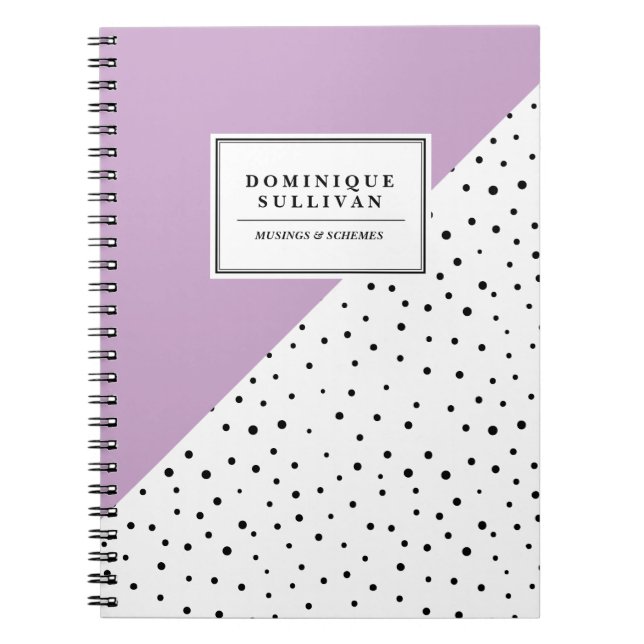 Black Polka Dots Blush Lilac Abtract Pattern Notebook (Front)