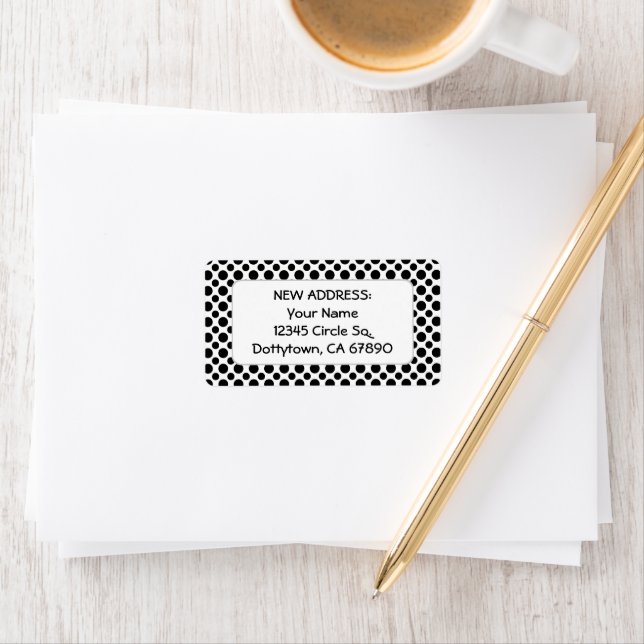 Black Polka Dots Custom New Return Address Label (Insitu)