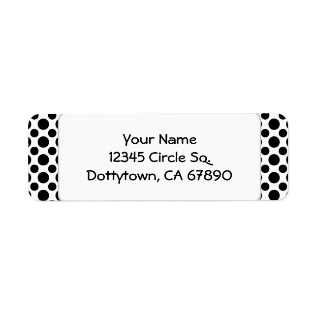 Black Polka Dots Custom Return Address Label (Front)