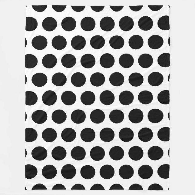 Black Polka Dots Fleece Blanket (Front)