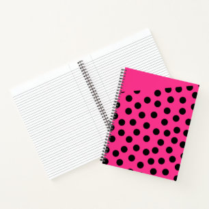 Black Polka Dots Hot Pink Notebook
