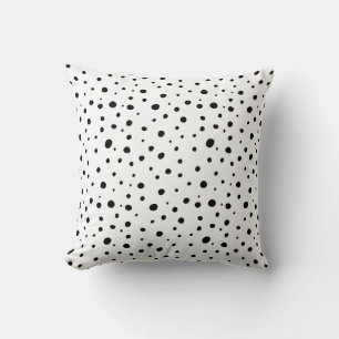 Black Polka Dots Minimal Abstract Modern Throw Pillow