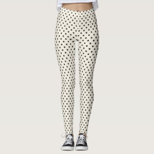 Black Polka Dots on Antique White Leggings