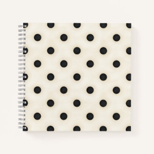 Black Polka Dots on Antique White Notebook