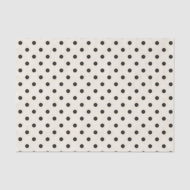 Black Polka Dots on Antique White Tissue Paper (Front)