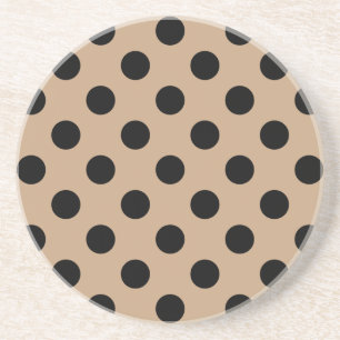 Black polka dots on beige coaster