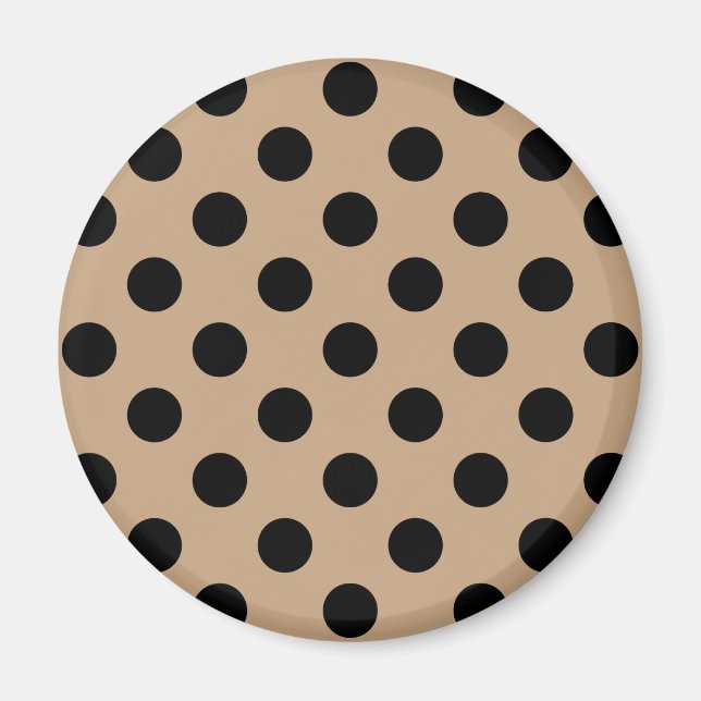 Black polka dots on beige magnet (Front)