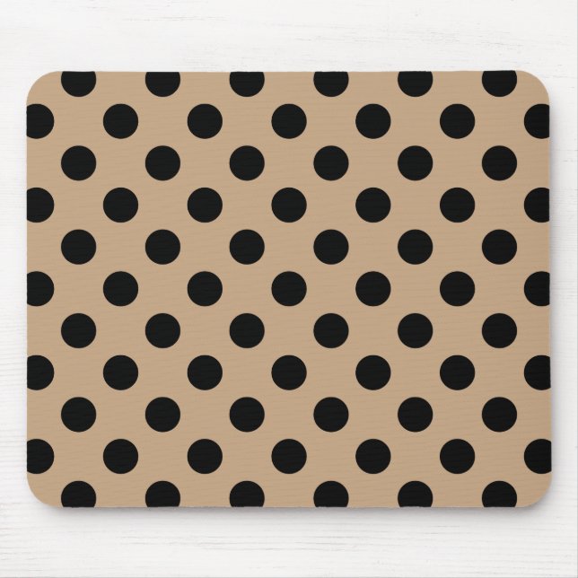 Black polka dots on beige mouse pad (Front)