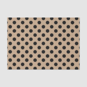 Black polka dots on beige tissue paper
