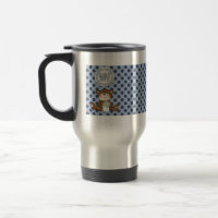 Black Polka Dots on Blue with Teddy Bear