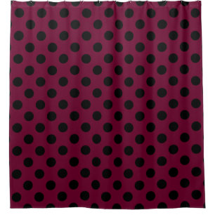 Black polka dots on burgundy