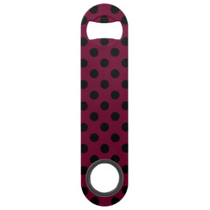 Black polka dots on burgundy bar key