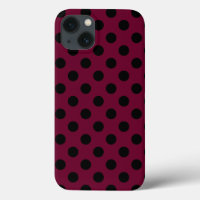 Black polka dots on burgundy Case-Mate iPhone case