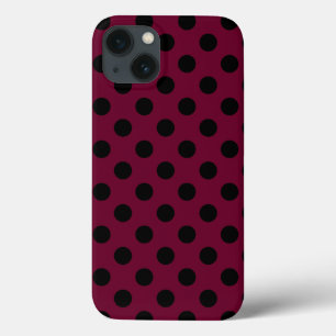 Black polka dots on burgundy Case-Mate iPhone case