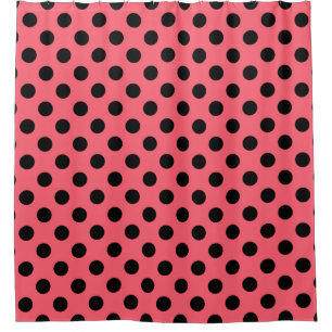 Black polka dots on coral