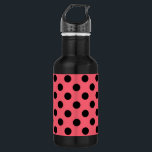 Black polka dots on coral 532 ml water bottle<br><div class="desc">Black polka dots on coral</div>