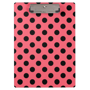 Black polka dots on coral clipboard