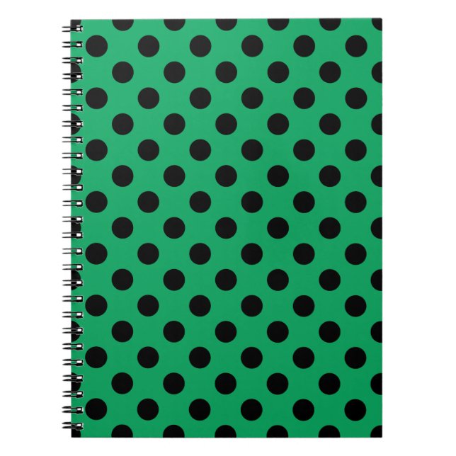 Black polka dots on fresh green notebook (Front)
