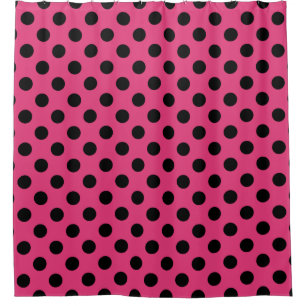 Black polka dots on fuchsia