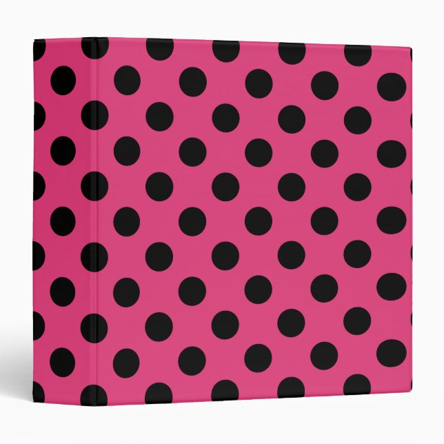 Black polka dots on fuchsia binder (Front/Spine)