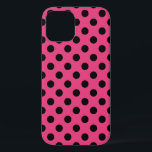 Black polka dots on fuchsia iPhone 12 case<br><div class="desc">Black polka dots on fuchsia</div>