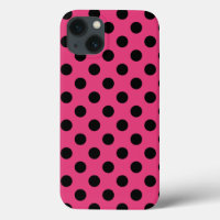 Black polka dots on fuchsia Case-Mate iPhone case