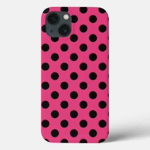 Black polka dots on fuchsia Case-Mate iPhone case