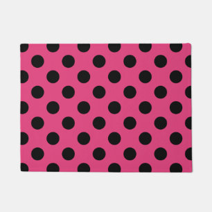 Black polka dots on fuchsia doormat