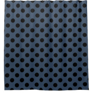 Black polka dots on gray-blue