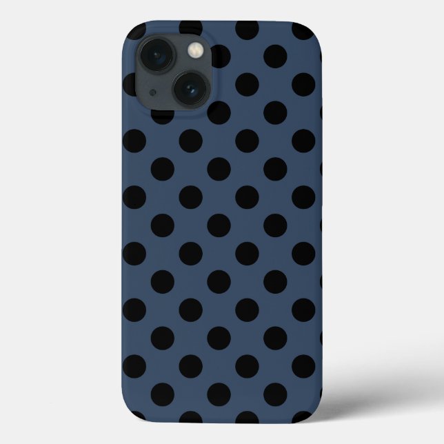 Black polka dots on gray-blue Case-Mate iPhone cas Case-Mate iPhone Case (Back)